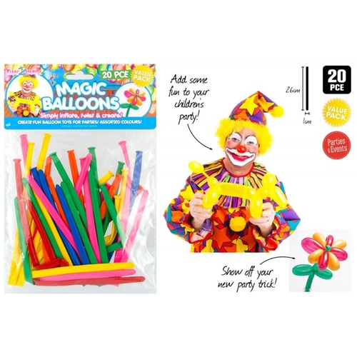 20pce Magic Balloons for Balloon Twisting, Making Animals and Shapes, 26cm