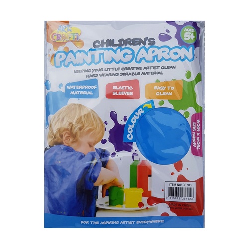 1pce Blue Kids Painting Apron 2 Colours Children Waterproof Clean Elastic