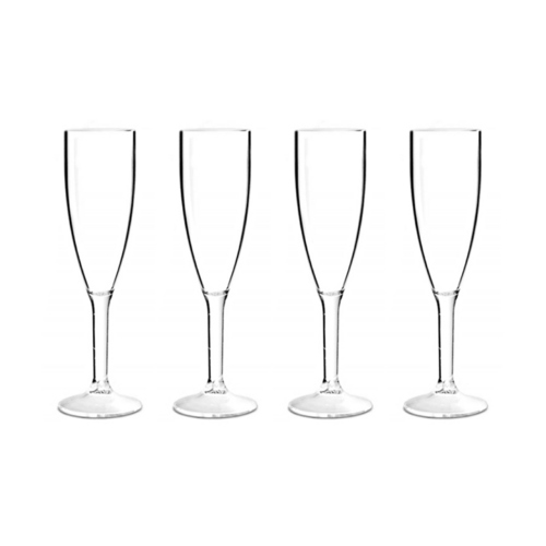 4pce Champagne Glasses Set 180ml Polycarbonate Quality Party Ware