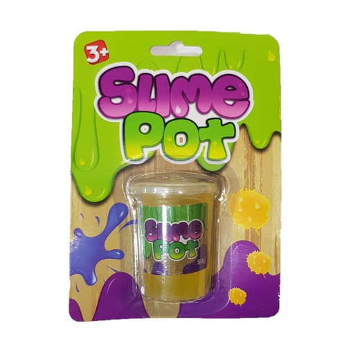 Yellow 1pce 80g Slime Pots Slippery Oozy in Tubs Kids Party Fun!