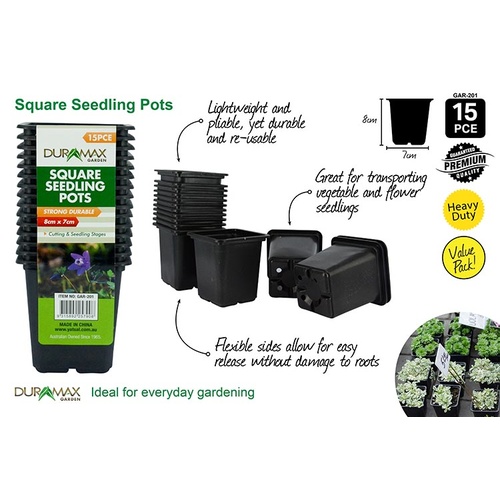 15pce Square Garden Seeding Pots 8cm -  DURAMAX 