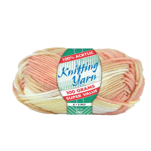 Beige Mix Knitting Wool Yarn 100g 8 Ply 1 Roll 100% Acrylic