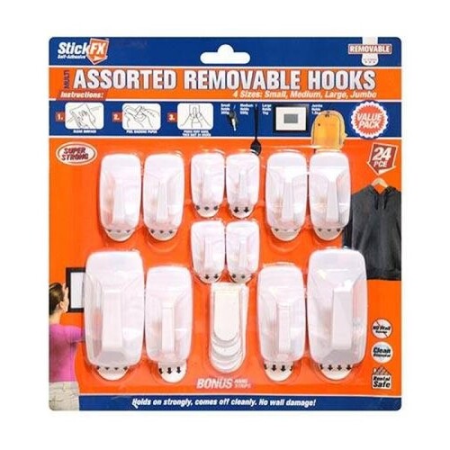 24pce Assorted Removable Hooks Set Assorted Sizes and Weights