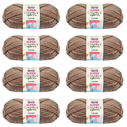 Caramel Knitting Wool Yarn 8 Rolls Set 3 Ply 100g 100% Acrylic