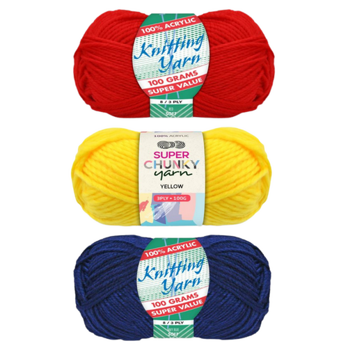 Adelaide Crows Footy Team Colours Knitting Wool Yarn 100g/Roll 3 Piece 100% Acrylic