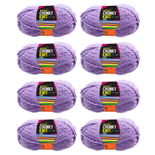 Light Purple Chunky Knitting Wool Yarn 8 Roll Set 3 Ply 100g Microfiber Polyester