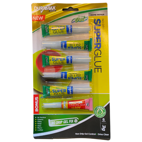 6pce Super Glue Set Gel & Debonder 3g Tubes No Drip Bond Easy Use Craft Fix
