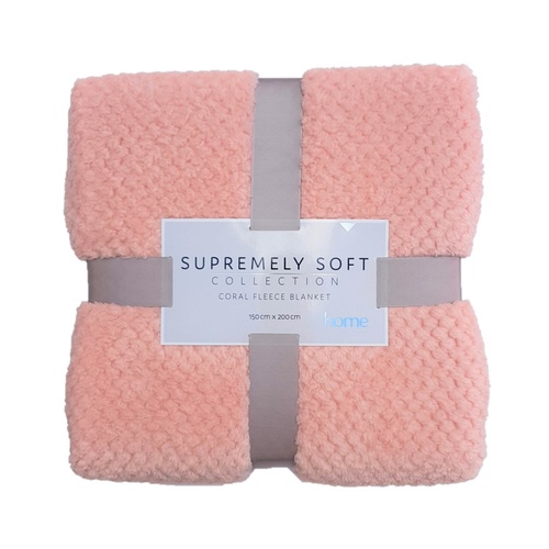 1pce Pink Popcorn Coral Fleece Blanket 150x200cm Supreme Soft Rug