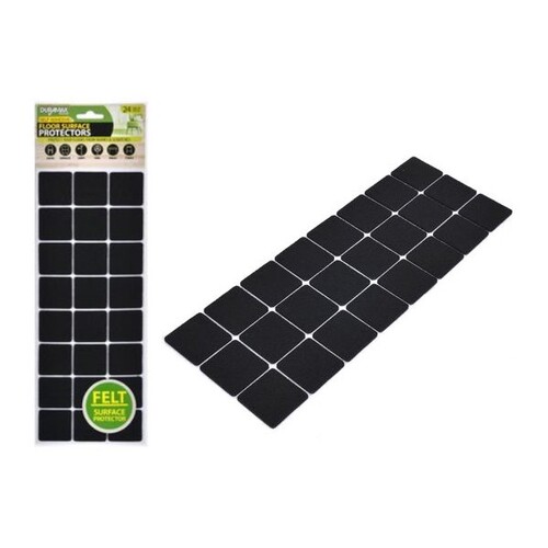 24pce Black Felt Self Adhesive Squares Floor Surface Protector Anti Slip 3x3cm