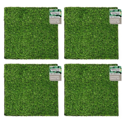 4pce Set Artificial Grass Tiles 30cm Square Green Garden/Indoor Synthetic Turf