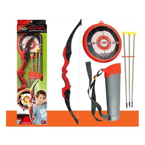 6pce Kids Archery Set with Quiver Arrows & Shooting Target Soft Suction Tip Gift