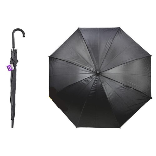 1pce Jumbo Umbrella 105cm Diameter Black Waterproof Auto Open Easy Carry Handle