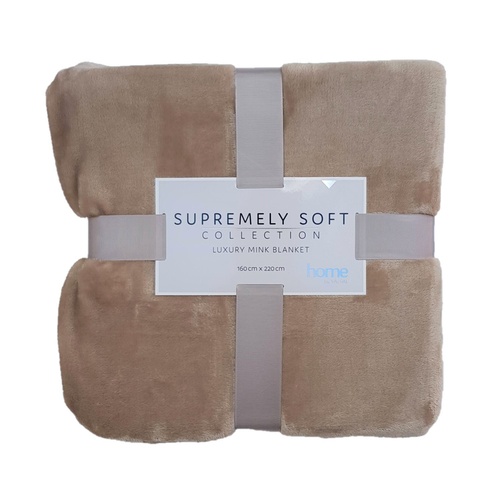 1pce Beige Ultra Soft Mink Blanket 160x220cm Winter Throw Rug