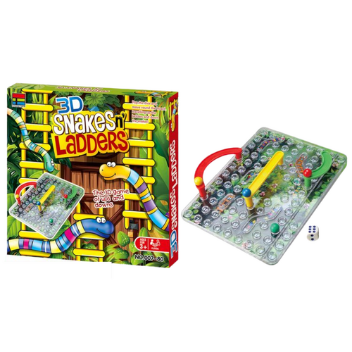 3D Snakes & Ladders Board Game Boxed Family & Kids Party Toy