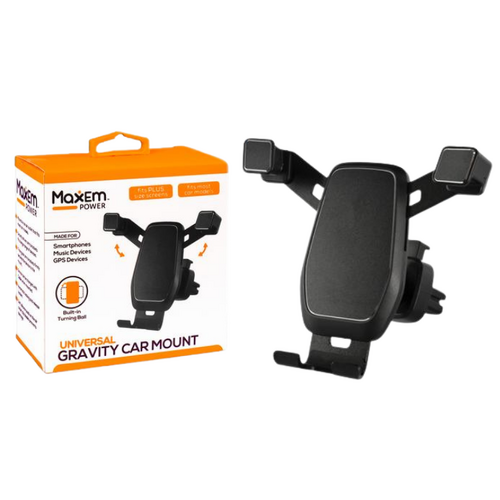 Gravity Car Phone Holder 1 Piece Black Auto Lock & Release Universal Use 