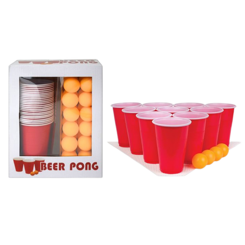 Beer Pong Drinking Game Set 48pce Cups & Balls Adult Party
