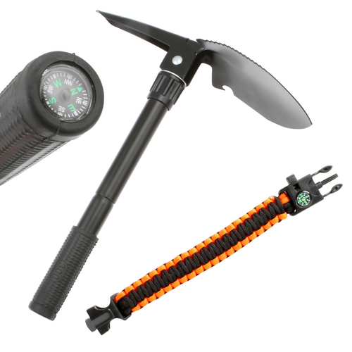 Shovel & Essentials Bracelet Set Multi Purpose Tool & Pick + Compass Survival Essentials