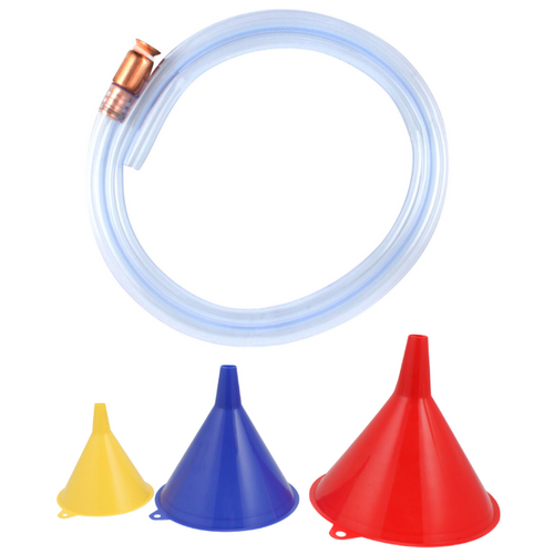 Syphon & Funnel Set 1.5m Hose Length Safe Liquid Transfer 4pce Bundle