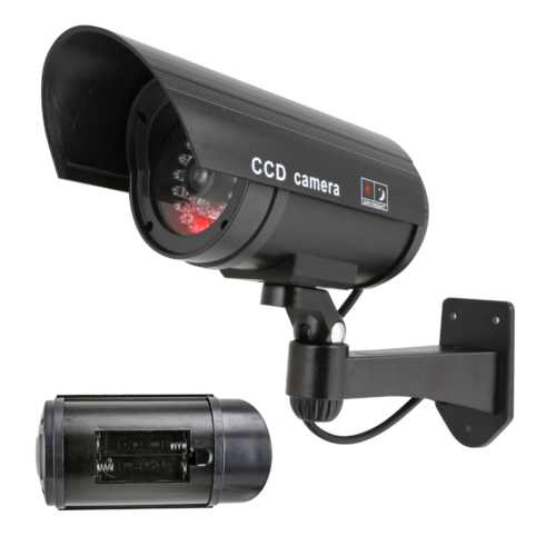 Dummy Security Camera CCTV Style Black, Red Light Battery Powered