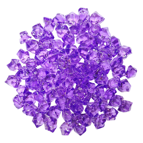 Acrylic Fake Ice Cube Rocks 250g Purple Colour Clear Plastic Glass Gems