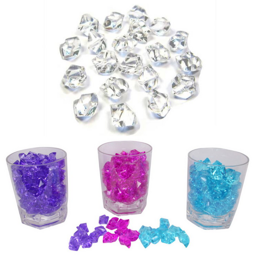 4x Acrylic Fake Ice Cube Rocks Blue, Purple, Pink & Clear Plastic Glass Gems 1kg Total