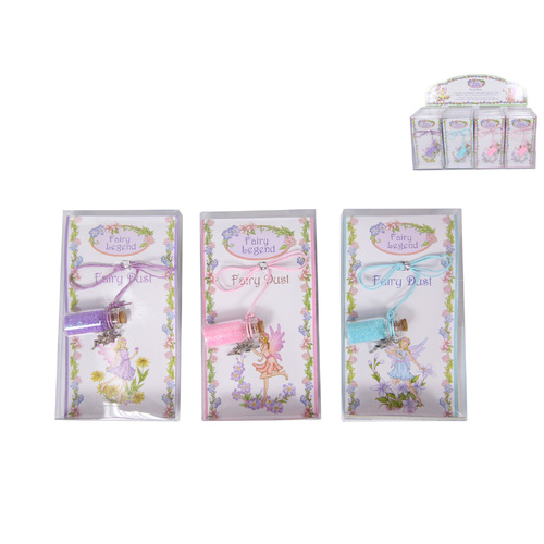 3x Fairy Dust Necklaces in Glass Bottle Pendant Blue, Pink & Purple Colours 