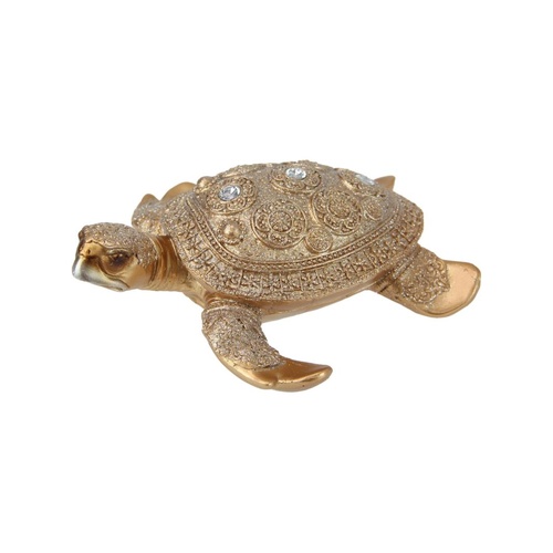 20cm Turtle Ornament in Gold/Silver Finish, Coastal Home Decor