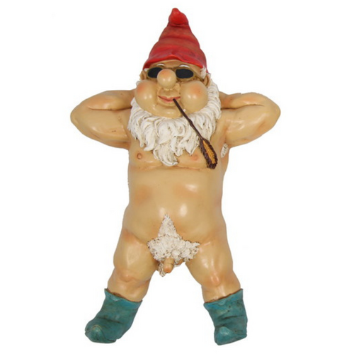 Nudie Garden Gnome Laying Down 27cm Resin Ornament Blue Boots 1pce