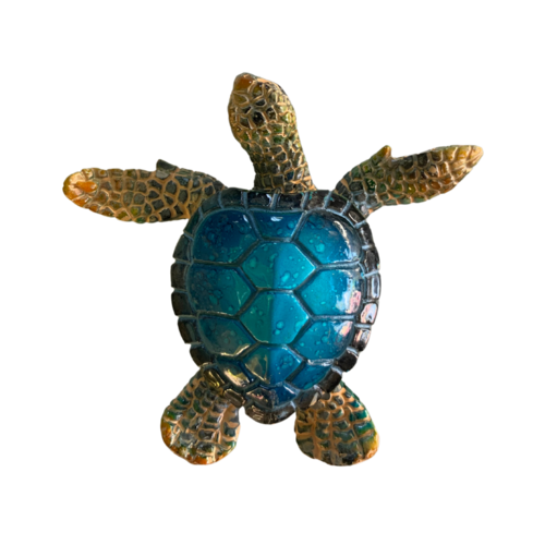 Aqua Blue Marble Looking Resin Turtle Magnets, Three Colours Great for the Fridge / Office