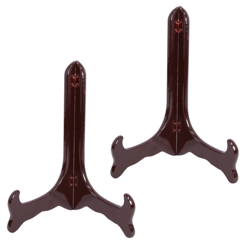 2x Plate Stands Set Medium Size 23cm Wooden Folding Easel for Pictures & Displays