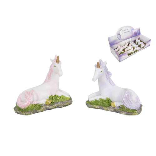 Unicorn Figurine 1pce 6cm Resting Fairy Garden Collectable