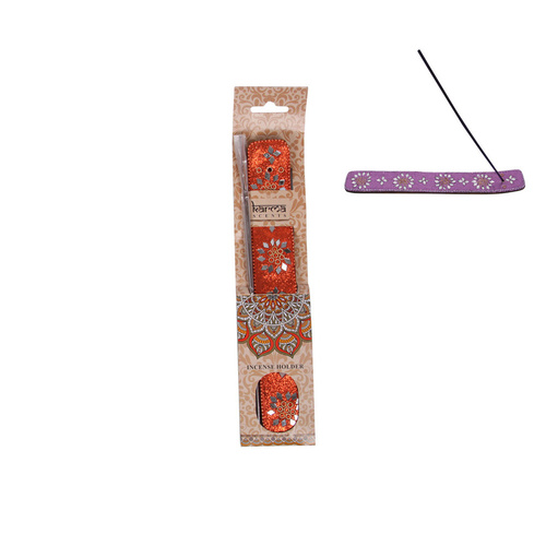 25cm Orange Bling Incense Burner Holder, Mandala Indian Style with Incense