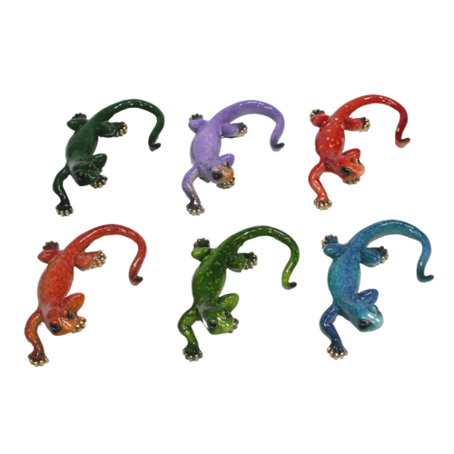 6pce Set 10cm Marble Lizard Reptile Resin Home Decor Ornament
