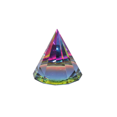 1pce 6cm Tall Crystal Pyramid Paperweight with Rainbow Reflections