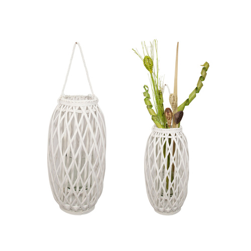 1pce 51cm Large White Wicker Plant Holder Standing/Hanging Home Decor