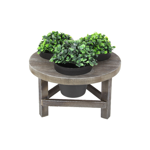 27cm Wooden Novelty Garden Pot Trio Holder, Round Picnic Table Design