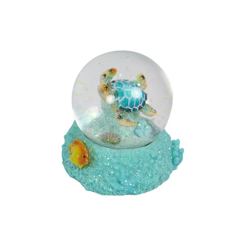 6.5cm Turtle Swimming Up Waterball Snow Globe Glitter Aqua Blue