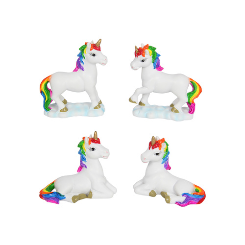 1pce 10cm Rainbow Unicorn Resin Figurine Fairy Garden Collectable Decor Ornament