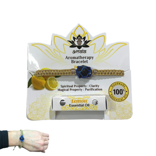 Lemon Aromatherapy Bracelet with Scented Essential Oil, Lava Beads, Slow Diffuse