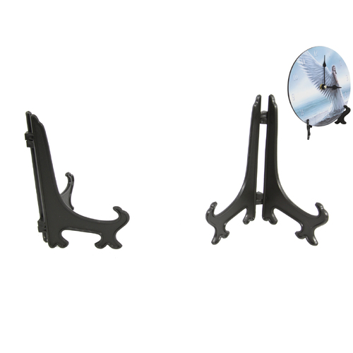Black Plate Stand Small Size 15cm Plastic Folding Easel for Pictures & Displays