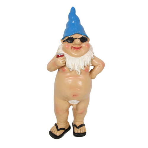 Garden Gnome Nude Funny Standing Drinking Man 29cm Resin 1pce