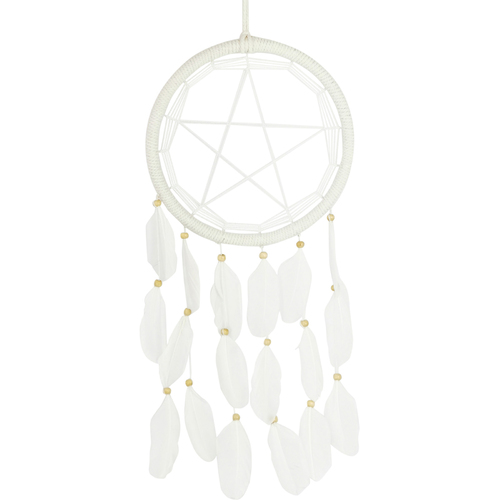 1pce 22cm White Pentagram Dream Catcher Feathers Wall Art