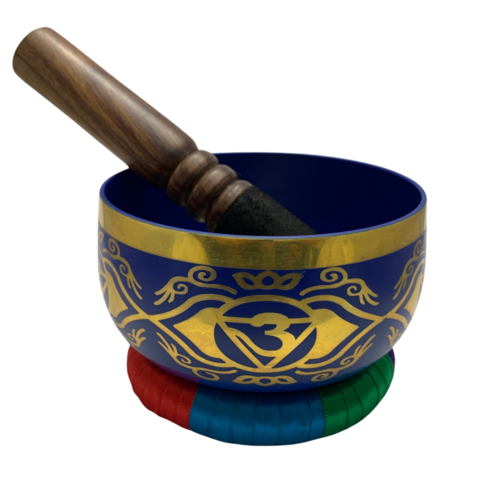 1pce Blue 13cm Diameter Tibetan Singing Bowl in Bright Colours Brass