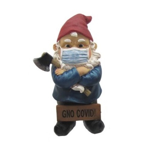 1pce Gno Virus 25cm Gnome with Face Mask Funny Saying Resin Outdoor Garden Decor