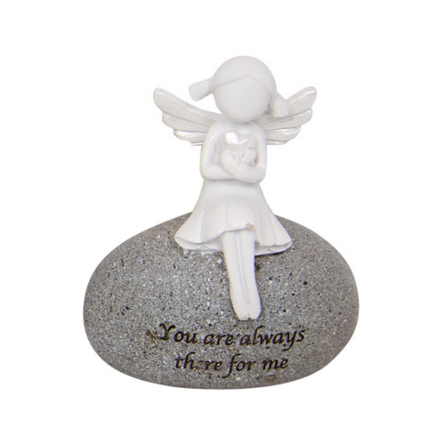 1pce 9cm Angel There For Me Inspirational Quote On Stone Resin White Sentimental