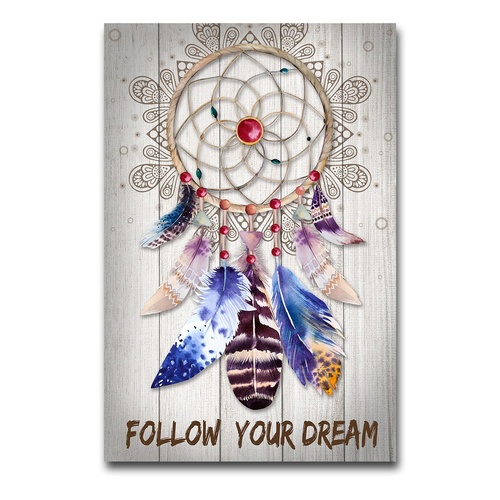 70cm Follow Your Dreams Catcher with Quote Canvas Print Wall Art Decor