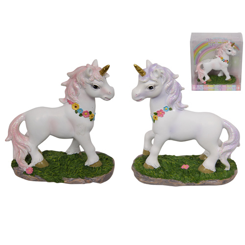 White Unicorn Statue Ornament 13cm in Gift Box 