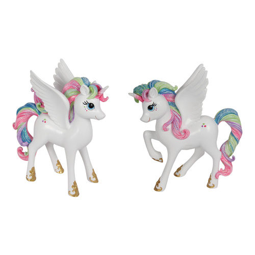 21cm Rainbow Resin Unicorn Pegasus Standing Ornament Decor 