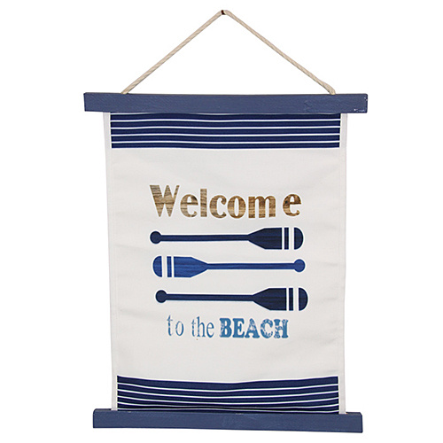 40cm Welcome to the Beach Canvas Banner Hanger Home Decor