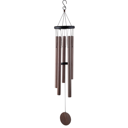 Metal Wind Chime 5 Tubes Light Wood Look 90cm Length 1pce